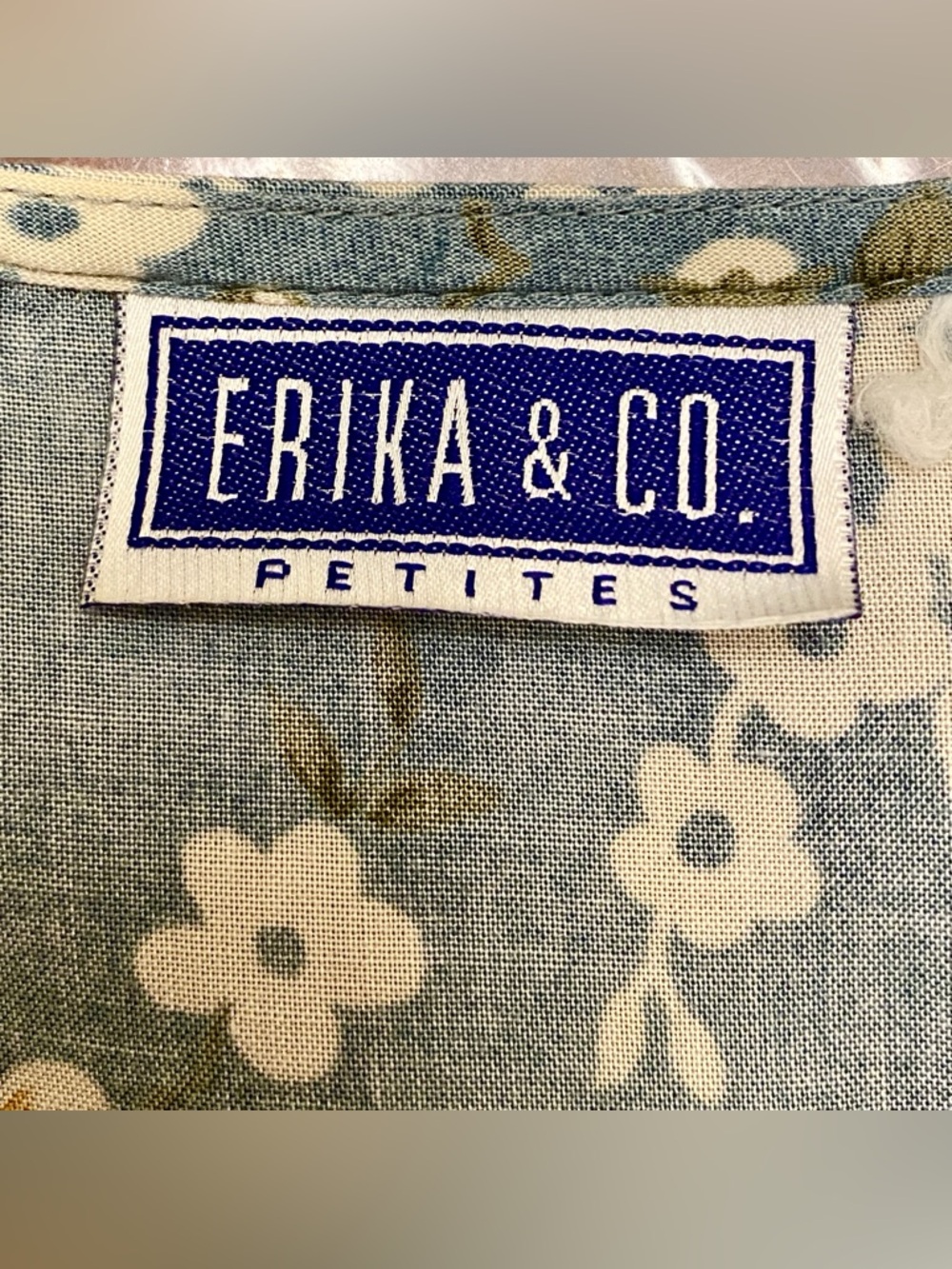 Erika & Co Petites Vintage 90s Blue Pink Floral SZ SP Cottagecore Romantic Dress - Picture 11 of 12